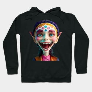 Big Eyed Alien Shark Tooth Girl Hoodie